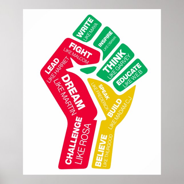 Poster Le poing motivationnel du héros de l'histoire noir (Devant)