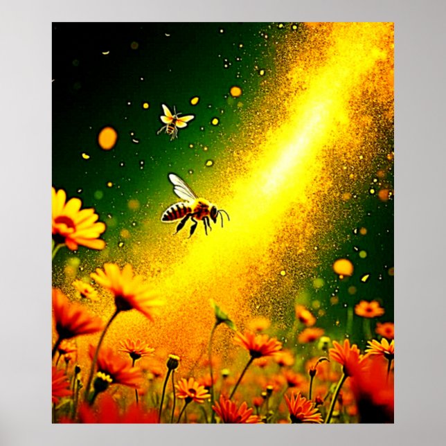 Poster Le pollen doré des abeilles explose Joy Design (Devant)