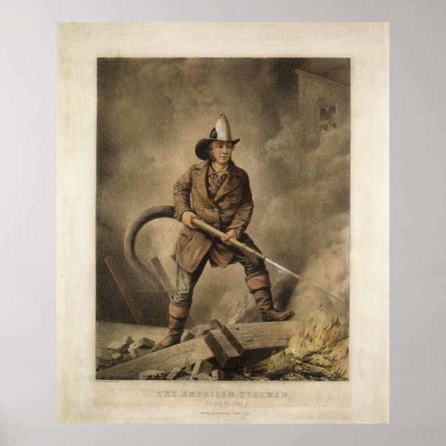 Poster Le pompier américain face à l'ennemi (1858) (Devant)
