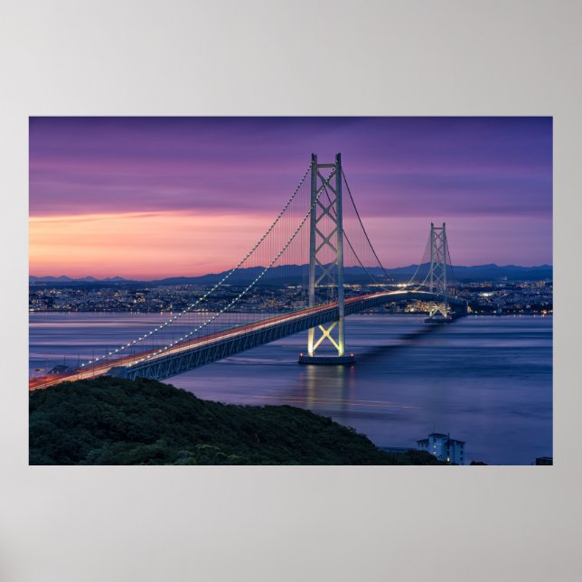 Poster Le pont Akashi Kaikyō au Japon (Devant)