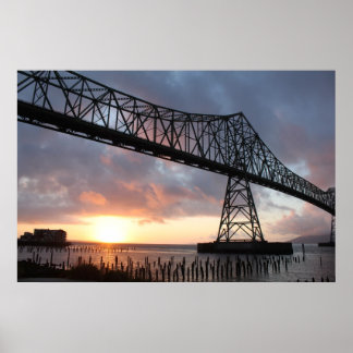 Poster Le Pont Astoria-Megler Au Coucher Du Soleil
