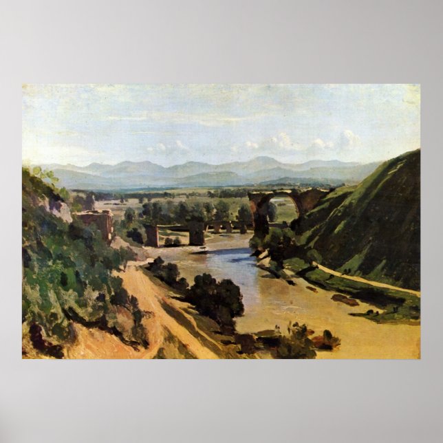 Poster Le pont de Narni par Jean-Baptiste-Camille Corot (Devant)