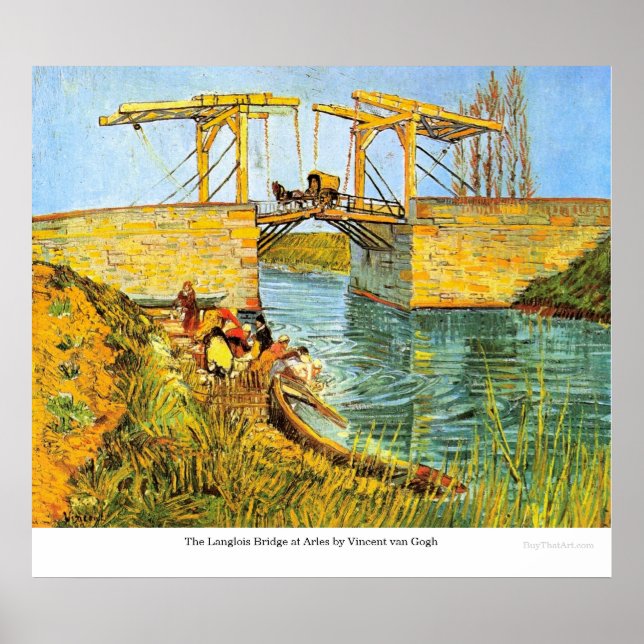 Poster Le pont des Langlois à Arles par Vincent van Gogh (Devant)