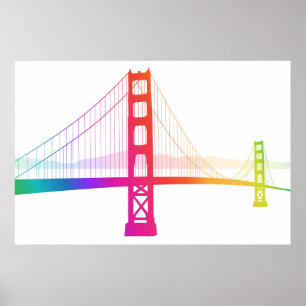 Poster Le pont du Golden Gate   Style arc-en-ciel
