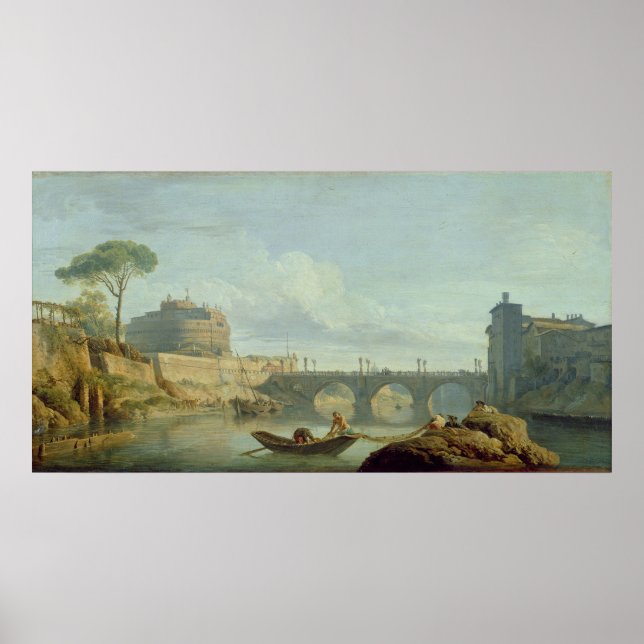 Poster Le pont et le château Saint-Ange, 1745 (Devant)