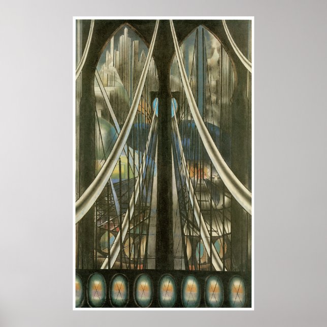 Poster Le pont, Joseph Stella (Devant)