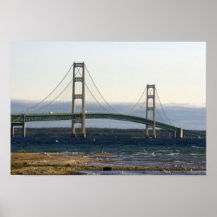 Poster Le pont Mackinac enjambant les détroits de 4