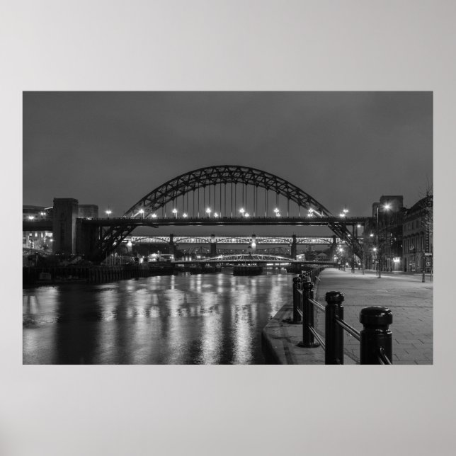 Poster Le pont Tyne de nuit (Devant)