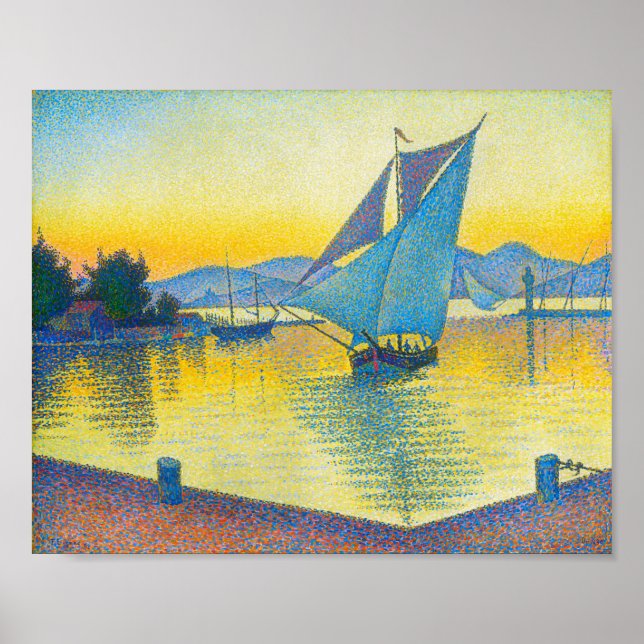 Poster Le port au coucher du soleil, Signac (Devant)