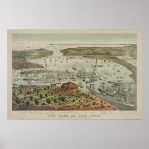 Poster Le port de New York depuis la batterie