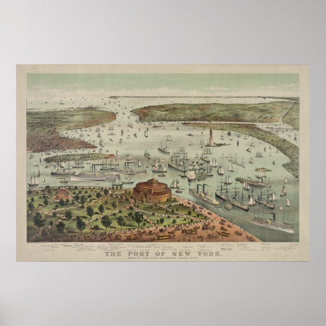 Poster Le port de New York depuis la batterie (Devant)