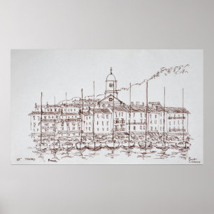 Poster Le port de Saint-Tropez  Côte d'Azur, France