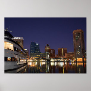 Poster Le port intérieur la nuit