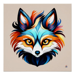 Poster Le Portrait de la tête de Bunte Fuchs