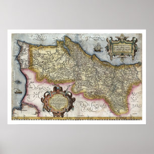 Poster Le Portugal par la carte 1579 d'Ortelius