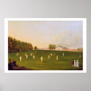 Poster Le premier match grand du cricket a joué par des