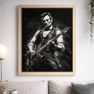 Poster Le président Abraham Lincoln jouant de la guitare