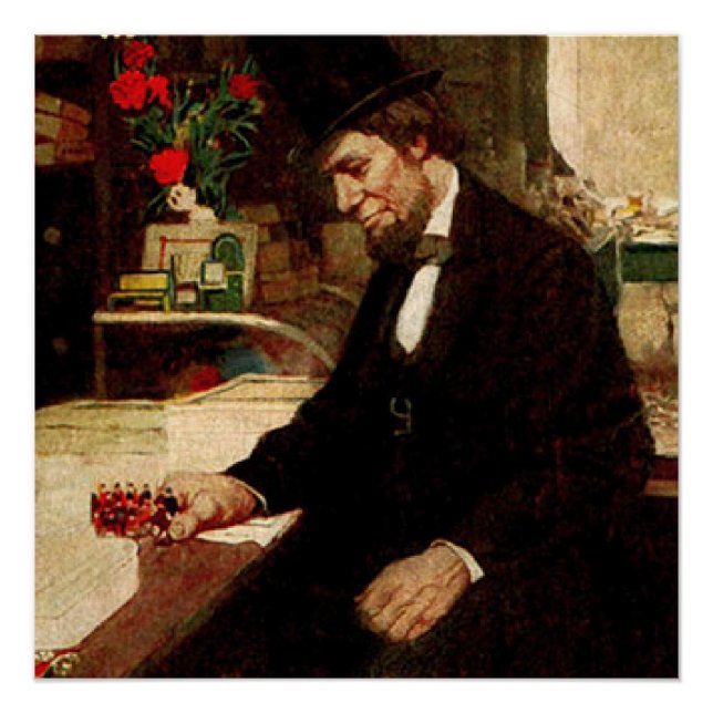 Poster Le président américain Abraham Lincoln avec Rose e (Devant)
