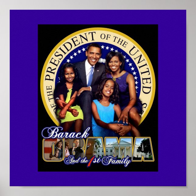 POSTER LE PRÉSIDENT BARACK OBAMA ET LA FAMILLE (Devant)