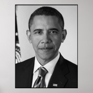 Poster Le président Barack Obama - noir et blanc