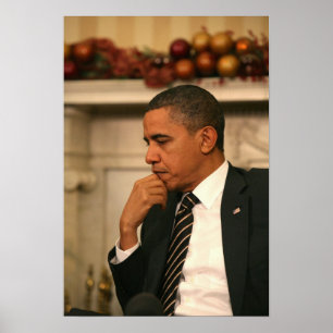 Poster Le président Barack Obama réfléchit à la rencontre