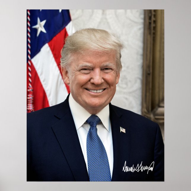 Poster Le Président Donald Trump Avec Sa Signature (Devant)