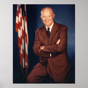Poster Le président Eisenhower et le drapeau américain