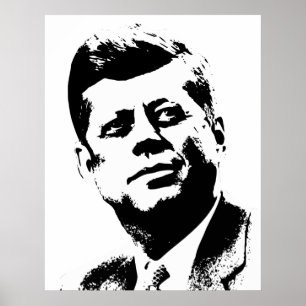 Poster Le président Kennedy — noir et blanc