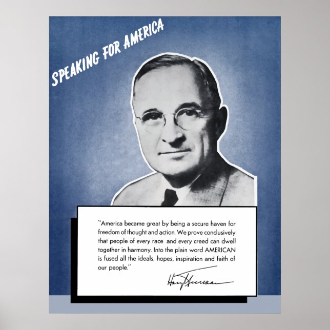 Poster Le Président Truman — Parler Pour L'Amérique (Devant)
