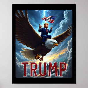 Poster Le Président Trump Monte Un Aigle. Politique patri