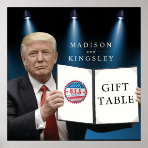 Poster Le président Trump 📜 table cadeau Mariage patriot