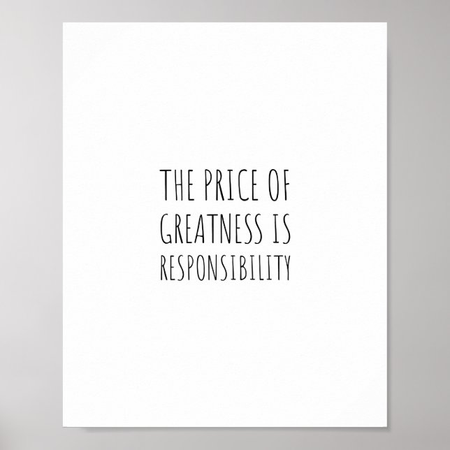 Poster Le prix de la grandeur est la responsabilité (Devant)