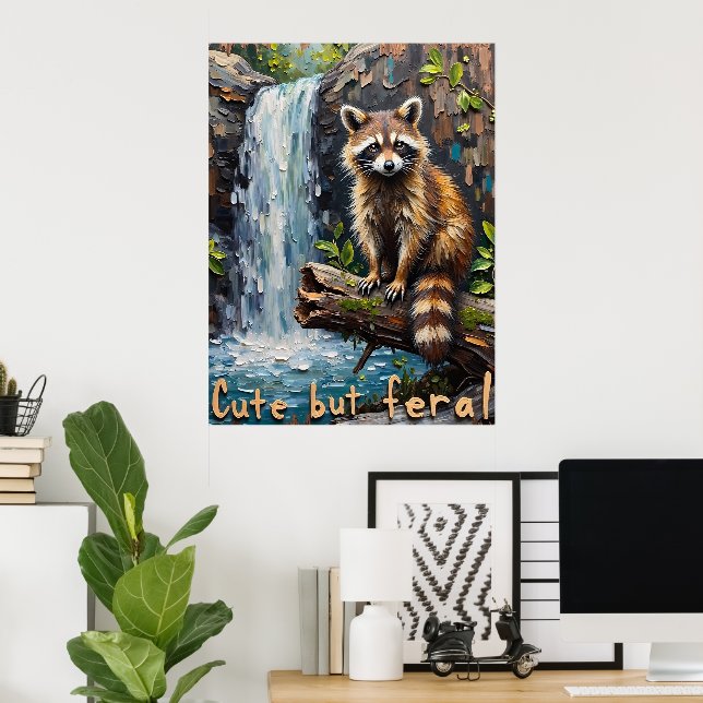 Poster Le Raton laveur "Mignonne mais Férale" de la natur (Bureau à domicile)