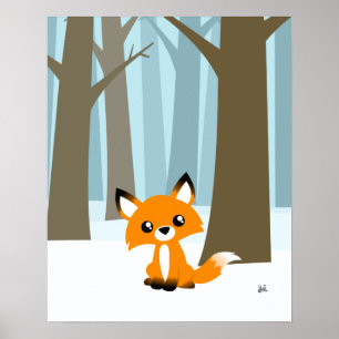 Poster Le renard dans l'affiche de la forêt