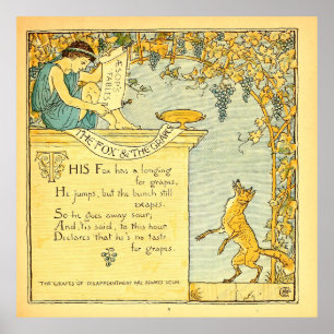 Poster Le renard et les raisins 1887 Walter Crane