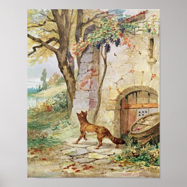 Poster Le renard et les raisins, illustration pour (Devant)