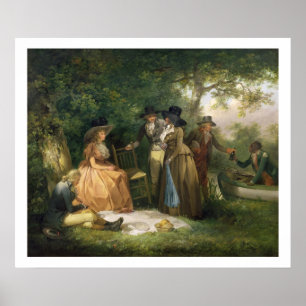 Poster Le repas du pêcheur à la ligne (huile sur la