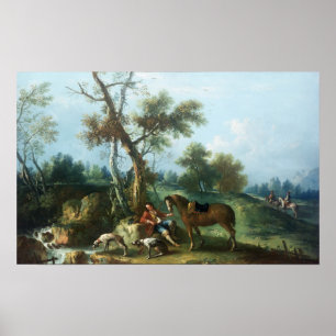 Poster Le repos du chasseur, XVIIIème siècle
