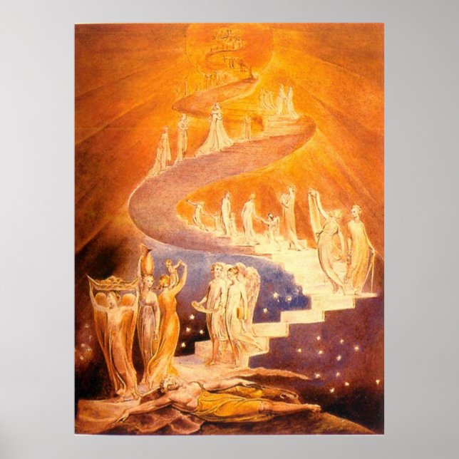 Poster Le rêve de Jacob Par William Blake (Devant)