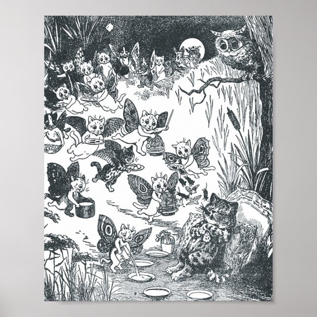 Poster Le rêve de Kitty de Fairyland, Louis Wain (Devant)
