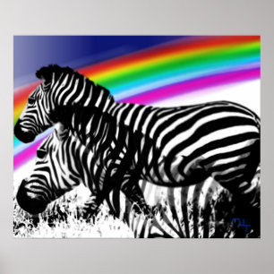 Poster Le rêve de Zebra en peau arc-en-ciel