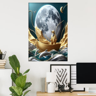 Poster Le rêve du pêcheur sur la Lune