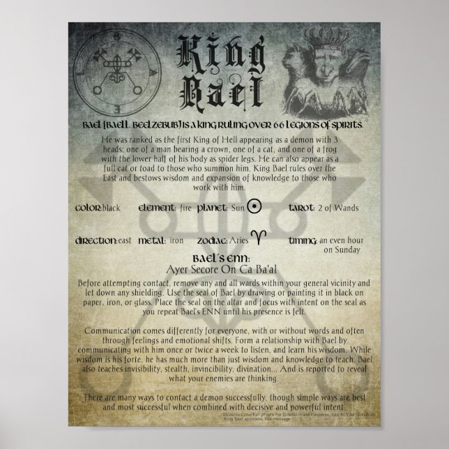 Poster Le roi Bael Goetia (Devant)