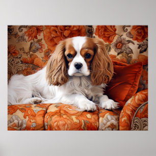 Poster Le roi Cavalier Charles Spaniel sur le canapé