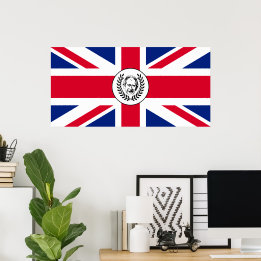 Poster Le roi Charles III sur le drapeau britannique de l