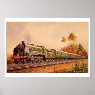 Poster Le Roi locomotif vintage Arthur d'aquarelle