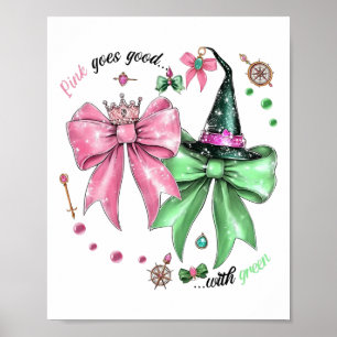 Poster Le rose Va Bien Avec La Sorcière D'Halloween Drôle