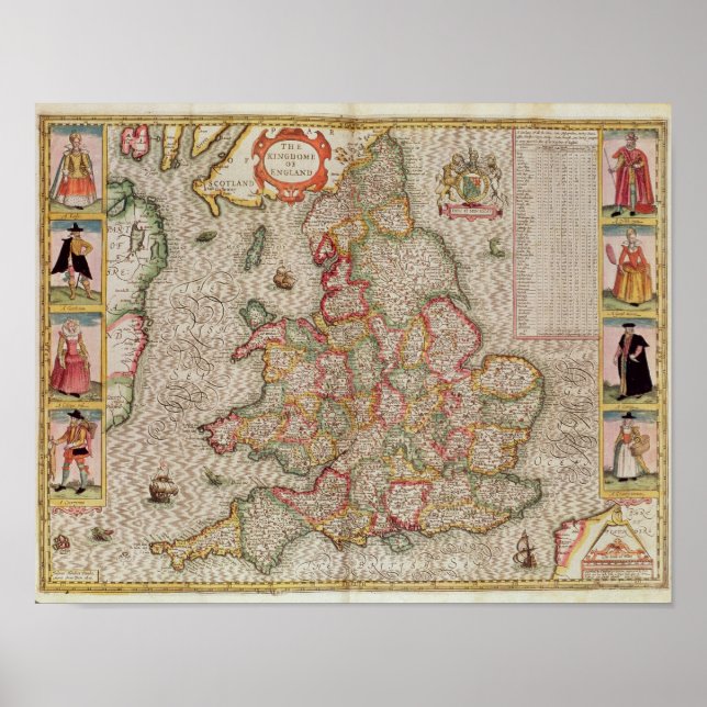 Poster Le royaume d'Angleterre, gravé par Jodocus (Devant)