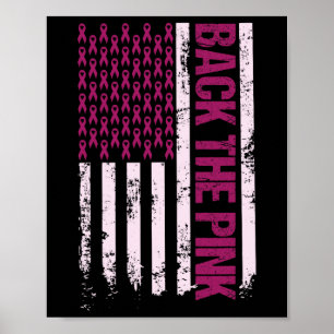 Poster Le ruban rose American Drapeau Prix du cancer du s