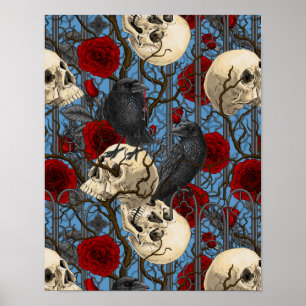 Poster Le secret de Raven. Illustration gothique sombre e